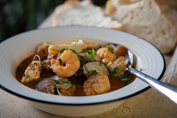 Cioppino. Italian, American seafood soup