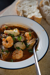 Cioppino. Italian, American seafood soup