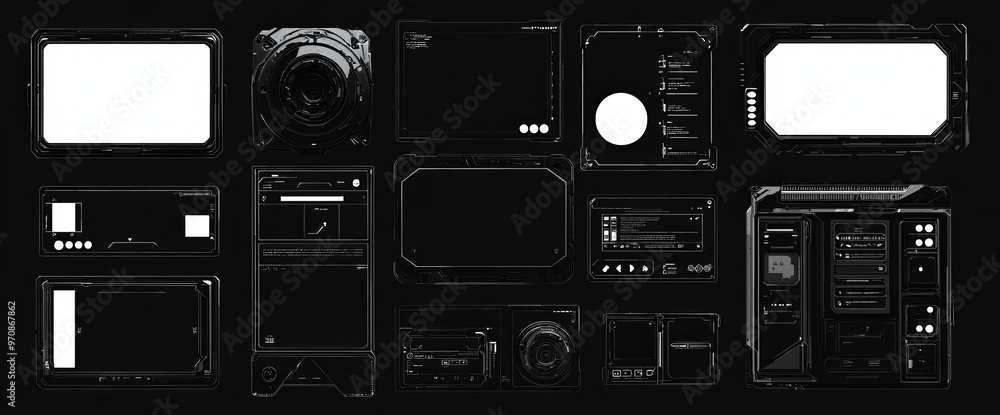 Aufkleber User interface elements for futuristic video games. HUD, GUI, UI elements for video game interface and animations.