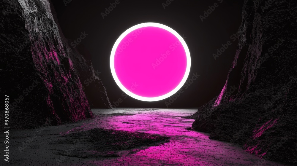 Poster a 3d abstract illustration with a moving graphic of a hud or user interface circle, with a scientifi