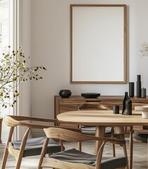 A 3D rendering of a nomadic boho kitchen interior with rustic decor.