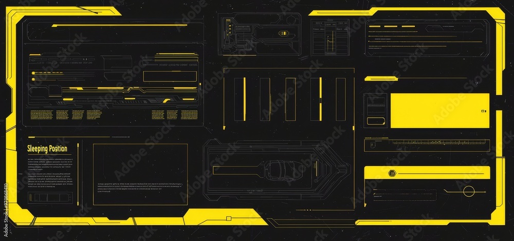 Aufkleber Set of modern elements for the HUD interface. Menu elements for the game HUD interface. Information panels.