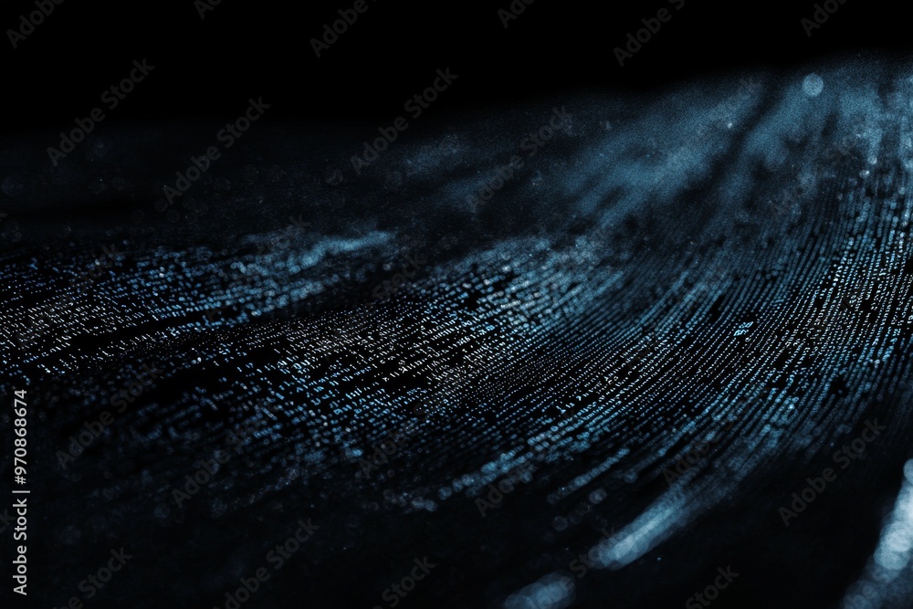 Poster A glowing coding interface shows big data on a dark background. Technology and futuristic network. A 3D rendering.