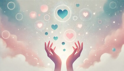 雲に浮かぶ抽象的なハート