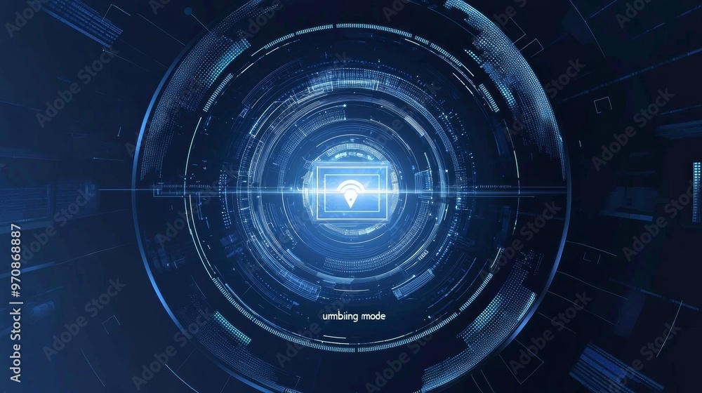 Poster A rotating HUD in an animated format rotated on a dark screen. Radar HUD animation, Bullet Shot, Radar Gap, Futuristic Tracking.