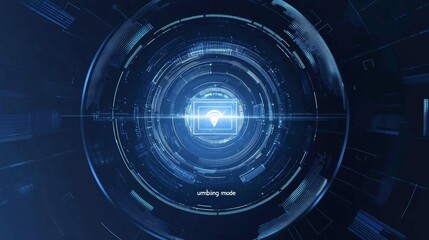 Fototapeta premium A rotating HUD in an animated format rotated on a dark screen. Radar HUD animation, Bullet Shot, Radar Gap, Futuristic Tracking.