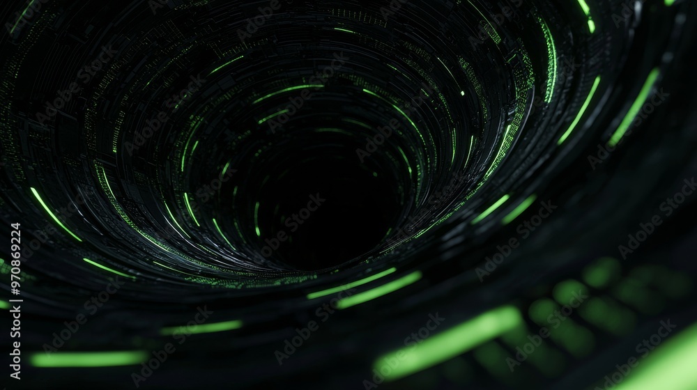 Poster probably a radar or head-up display (hud) in sci-fi, this abstract fractal art background could be u