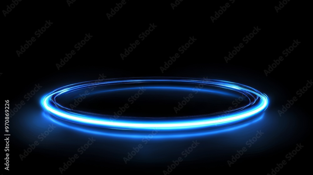 Aufkleber A blue round hologram emitting rays of light in a futuristic sci-fi interface. A glowing portal. A technology background. Good for tech titles and backgrounds, business intro screensavers and news
