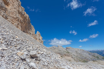 Spectacular view of the rocky crests of the Latemar Massif, UNESCO world heritage site, Trentino-Alto Adige, Italy, Europe