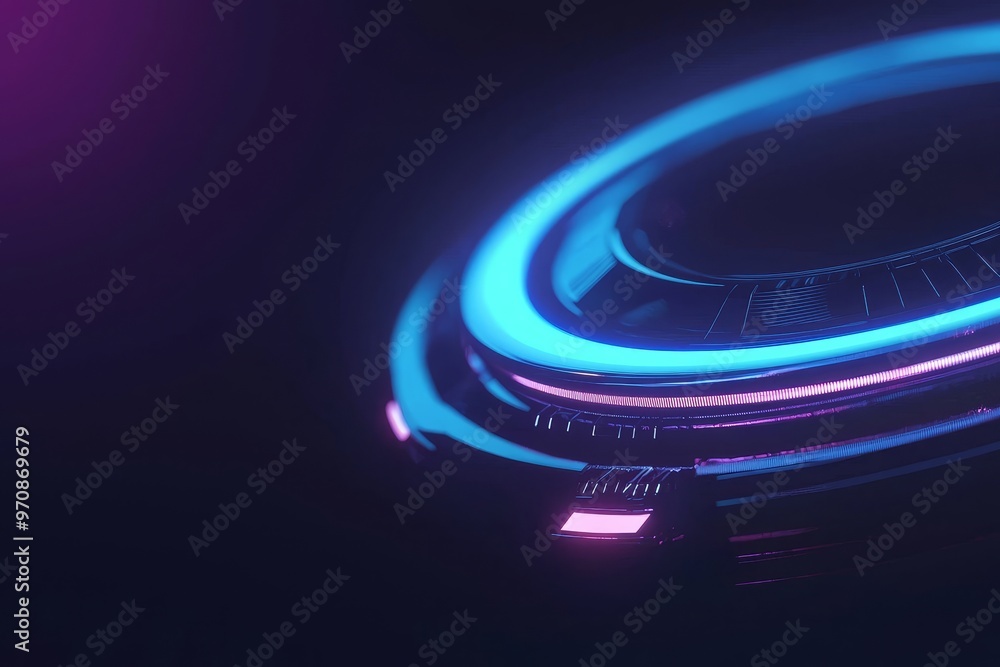 Aufkleber An abstract technology interface with hologram elements of digital data charts, communication, and generative AI