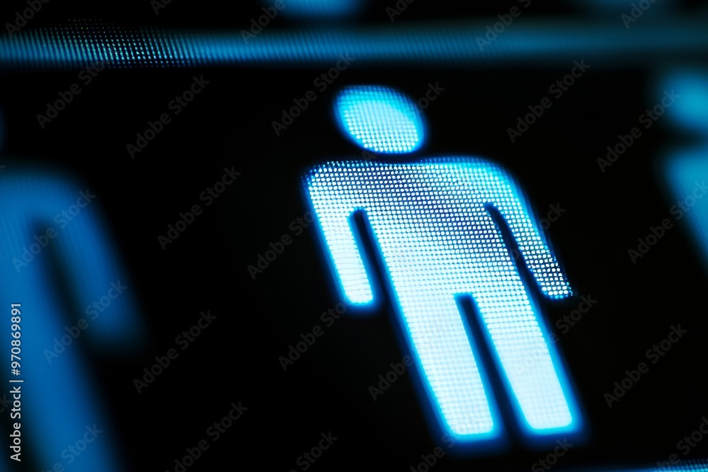 Aufkleber 3D Rendering of glowing people icons. Creative global structure linking and exchanging data. Customer connection hologram on dark background.