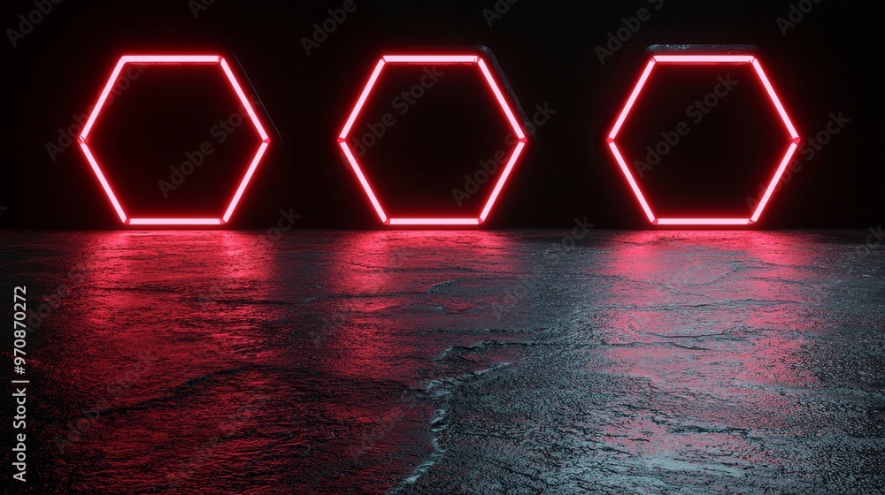 Poster A futuristic futuristic UI spaceship window display, a HUD border panel for a digital game. A digital game border panel, neon lights, virtual interface element. This is a stock illustration.