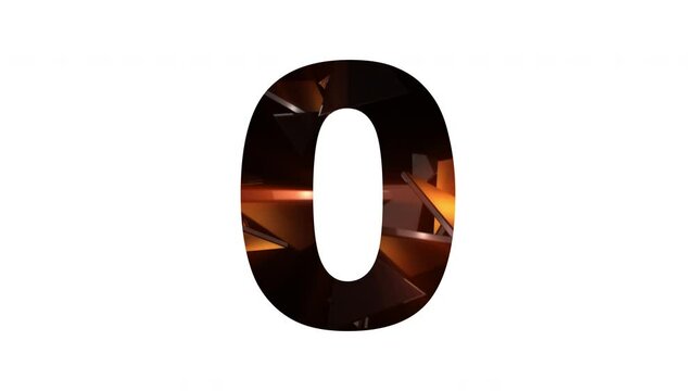 Number 0 Animation on white background, number zero