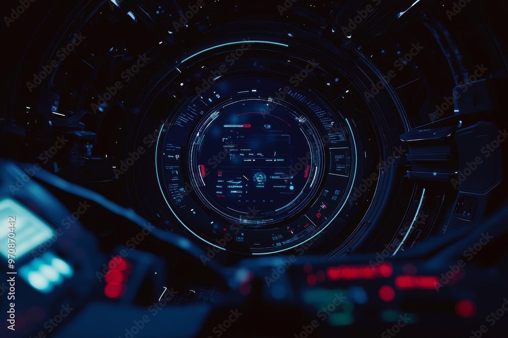 Aufkleber Abstract technology user interface concepts incorporating science and technology, generative stock.