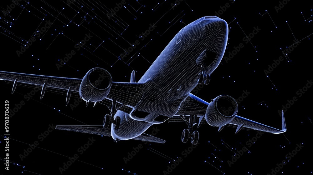 Poster futuristic aircraft interface with holograms. transforming transportation and technology.