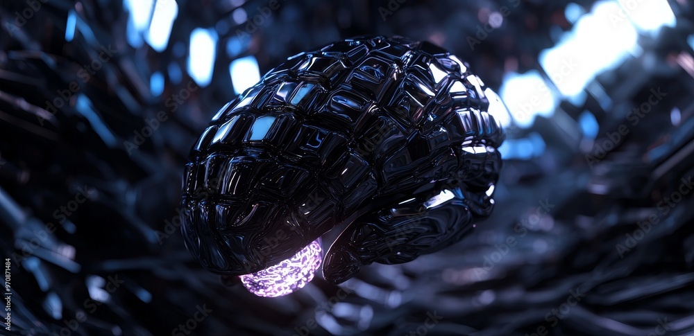 Aufkleber Stock AI machine deep learning technology. Business Technology Internet Network Concept. Visualization of a digital brain.