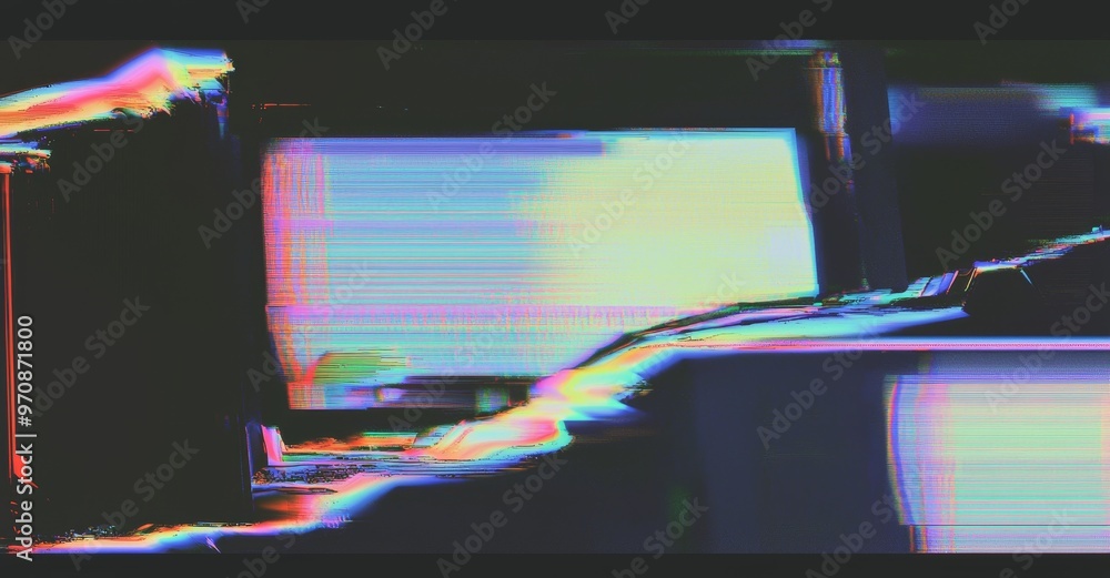 Fototapete HUD with Pixel Noise Glitch Error with video damage in an abstract digital user interface