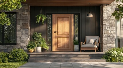 Modern black house front door house building entrance