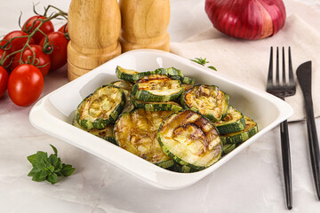 Vegan cuisine Grilled zucchini slices