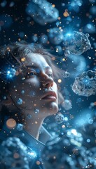 Mesmerizing view of floating asteroids suspended in the vastness of space, creating a captivating cosmic spectacle.