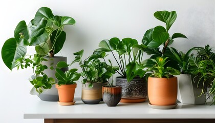 Vibrant Desk Plants Against a Crisp White Background