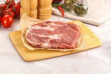 Raw pork neck steak sirloin