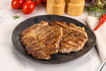 Grilled pork neck sirloin steak