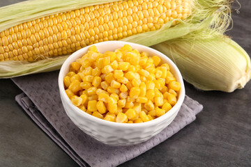 Canned sweet young corn grain