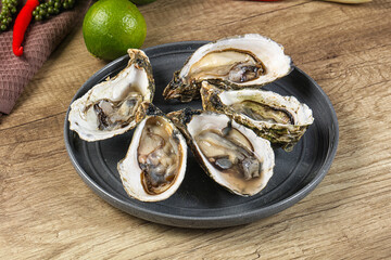 Raw fresh wild oyster dish