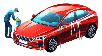 Fototapeta premium PNG Washing a car vehicle drawing wheel.