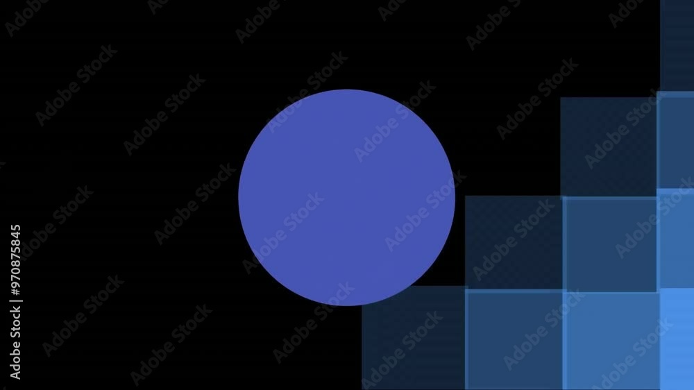 Aufkleber animation of circles pulsating on changing blue background