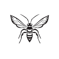 Fototapeta premium Wasp in cartoon, doodle style . Image for t-shirt, web, mobile apps and ui. Isolated 2d vector illustration in logo, icon, sketch style, Eps 10, black and white. AI Generative