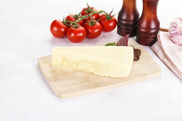 Piece Italian hard parmesan cheese