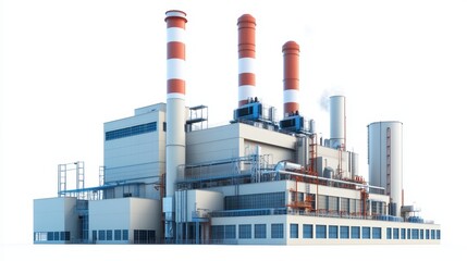 Obraz premium Power plant station building isolated on white background