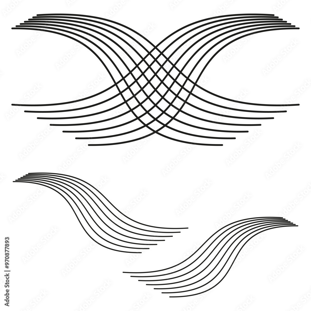 Poster interwoven curved lines. dynamic wave pattern. abstract vector illustration. minimalist design.