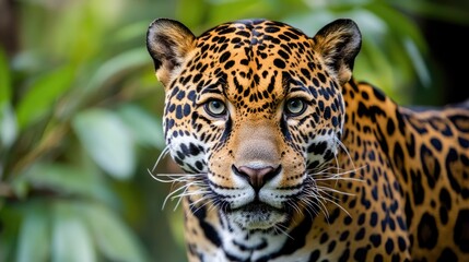 Obraz premium Close-up Portrait of a Jaguar in the Jungle