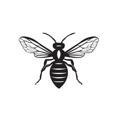 Wasp in cartoon, doodle style . Image for t-shirt, web, mobile apps and ui. Isolated 2d vector illustration in logo, icon, sketch style, Eps 10, black and white. AI Generative