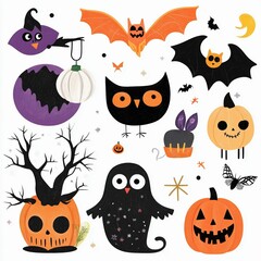 Halloween clip art, white background