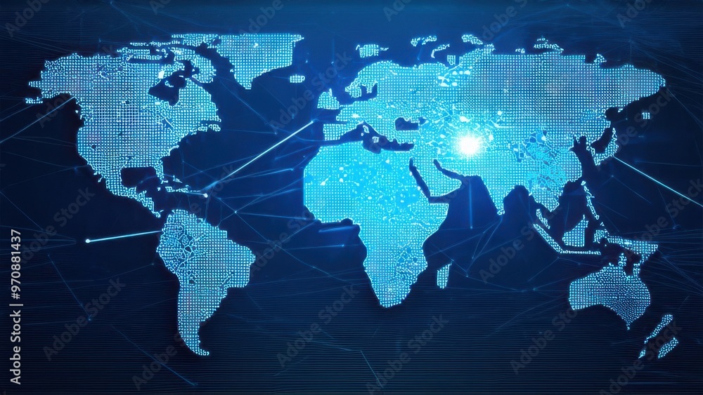Poster global network connection. world map point and line composition concept of global business