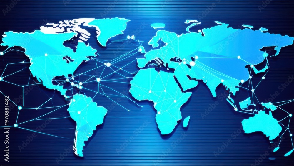 Poster global network connection. world map point and line composition concept of global business