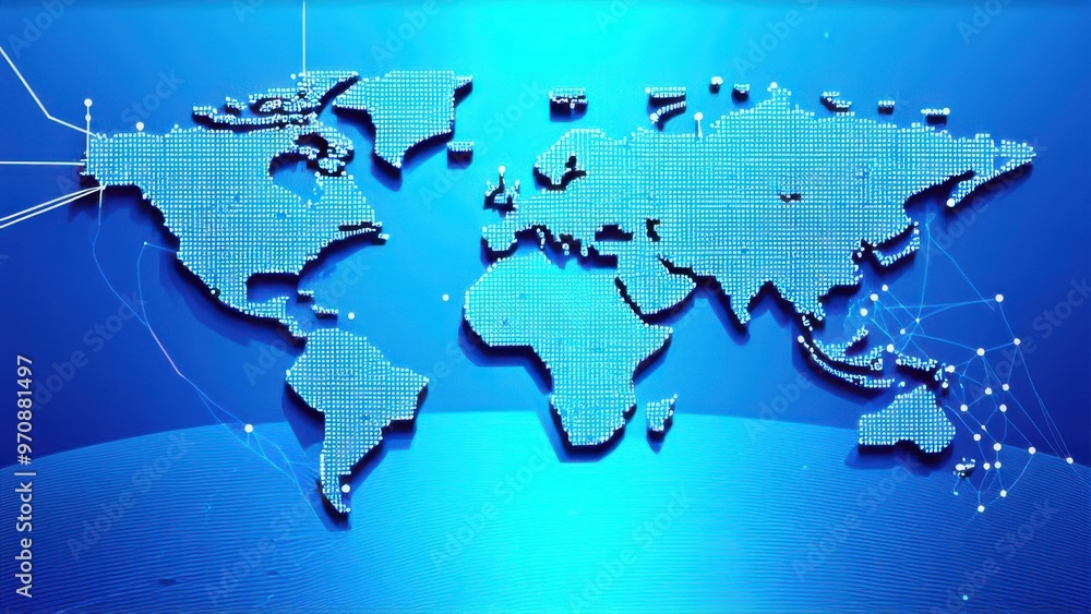 Poster global network connection. world map point and line composition concept of global business