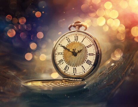 Spiral clock track of time. Antique clock dial close-up. Vintage pocket watch