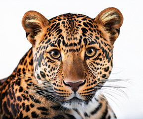 Obraz premium ritratto di leopardo su sfondo bianco