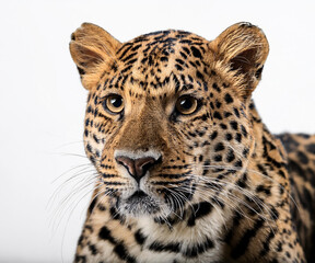 Obraz premium ritratto di leopardo su sfondo bianco