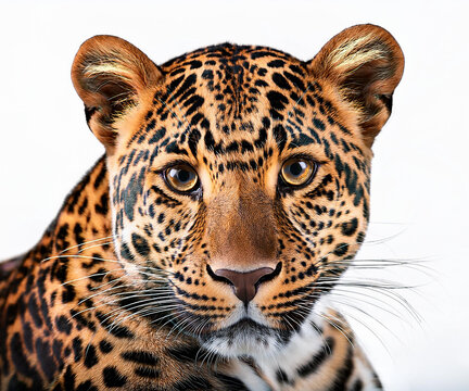 ritratto di leopardo su sfondo bianco