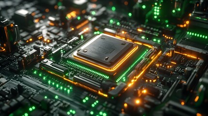 Beryllium copper boards being dismantled and recycled into new components, surrounded by futuristic green technology solutions and clean energy, glowing with sustainability