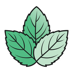 Mint leaf clip art, vector illustration on white background.