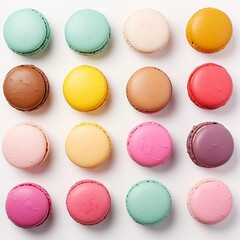 Obraz premium Set of colorful macaroons on white background.