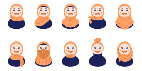 Cute Girl Hijab Style Illustration
