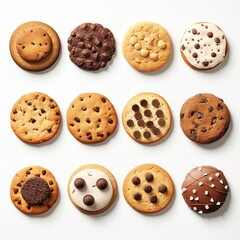 Obraz premium Set of cookies on white background.
